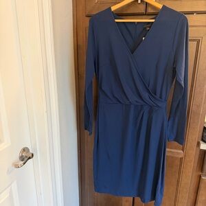Ann Taylor Elegant Blue Long Sleeve Dress